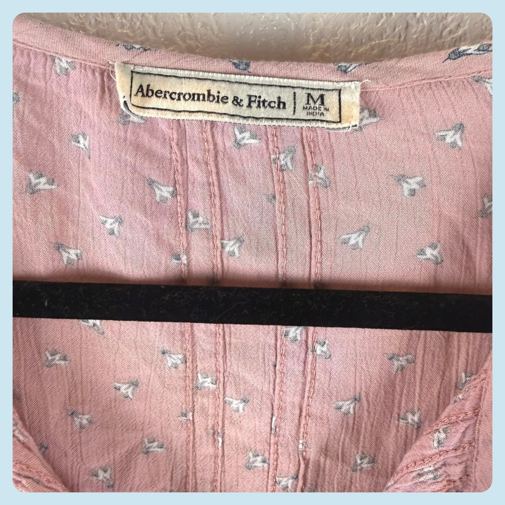Y2K Abercrombie Fitch Boho Pink Floral Peasant Top Coquette‎ Cottagecore - Picture 2 of 2